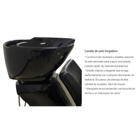 Lavapelo Peluquería Cerámica Profesional Lavacabezas con griferia Negro-1