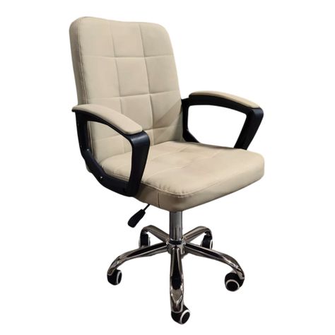 Silla de escritorio ecocuero acolchado Marfil-0