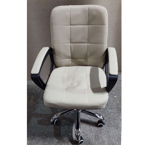 Silla de escritorio ecocuero acolchado Marfil-1