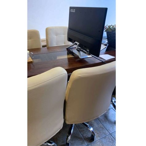 Silla de escritorio ecocuero acolchado Marfil-2