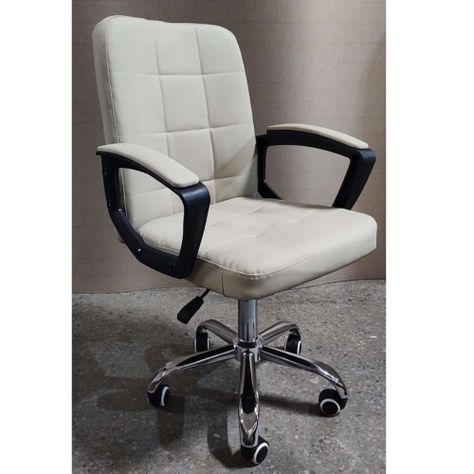 Silla de escritorio ecocuero acolchado Marfil-3