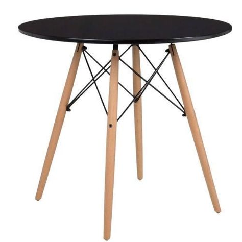 Juego De Comedor eames Redondo 4 sillas Negro 80 cm-1