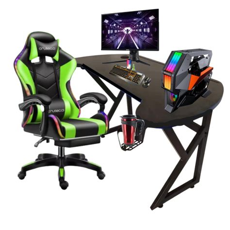 Escritorio Gamer U  Luces led 140 CM patas de fierro -0