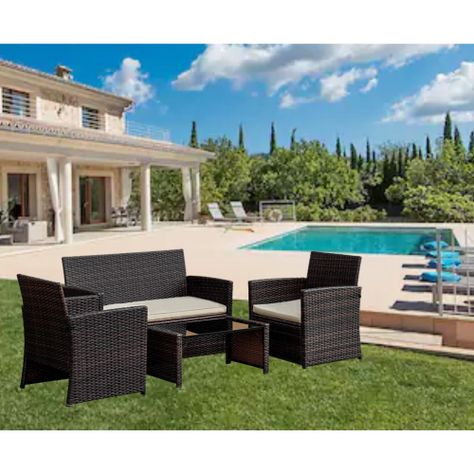 Juego de living Terraza Honolulu Beige 4 Personas -0