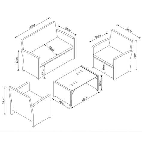 Juego de living Terraza Honolulu Beige 4 Personas -2