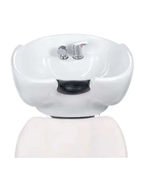Lavapelo Peluquería Cerámica Profesional Lavacabezas Blanco con griferia -2