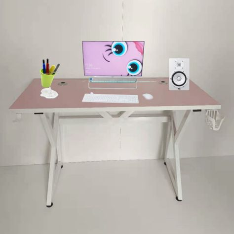 Escritorio Gamer K ROSA LUZ LED 130 CM  patas de fierro-0