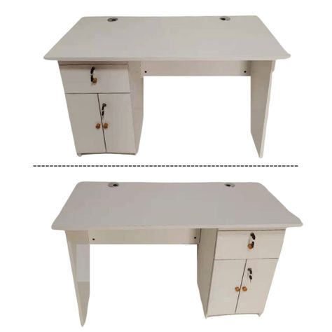 Escritorio Ejecutivo 120x55x77 cm blanco con cajones bajo llave-5