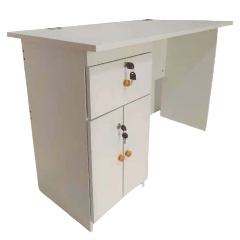 Escritorio Ejecutivo 120x55x77 cm blanco con cajones bajo llave-0