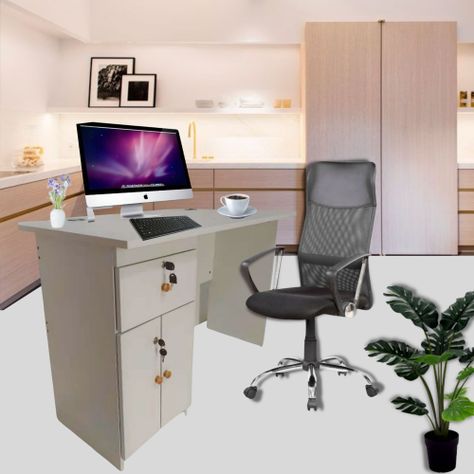 Escritorio Ejecutivo 120x55x77 cm blanco con cajones bajo llave-1
