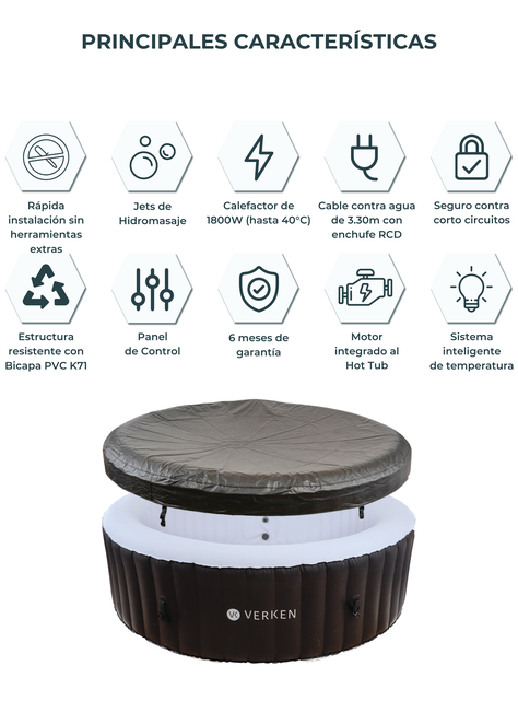 Jacuzzi | Hot Tub | Spa Inflable Tromso / 6 personas - Negro-6