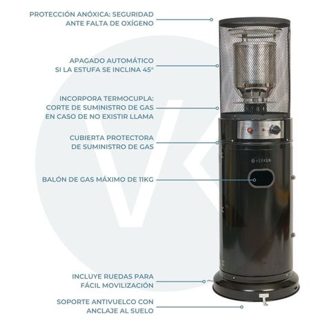 Estufa Exterior Gas Litt - Negro | Calefactor para Terrazas y Patios-5