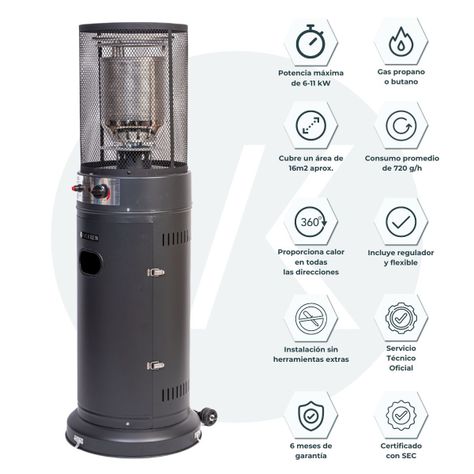 Estufa Exterior Gas Litt - Mate | Calefactor para Terrazas y Patios-3