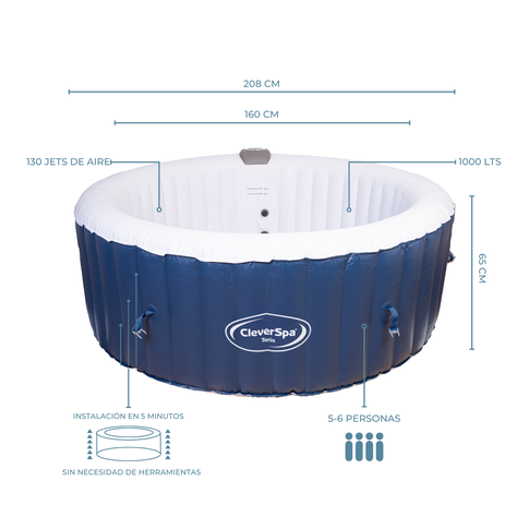 Jacuzzi / Hot Tub Inflable Tromso 4 personas Azul - Clever by Verken-1
