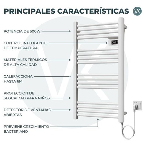 Secador Toallas Vesubio - Calentador Toallero Eléctrico Mural - 500W-4