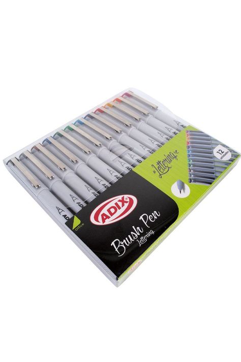 Set de Brush Pen Punta Fina 12 Colores ADIX-0