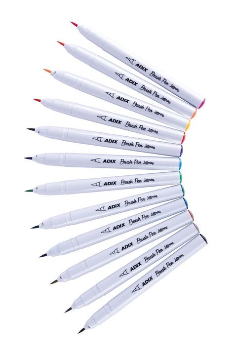 Set de Brush Pen Punta Fina 12 Colores ADIX-1