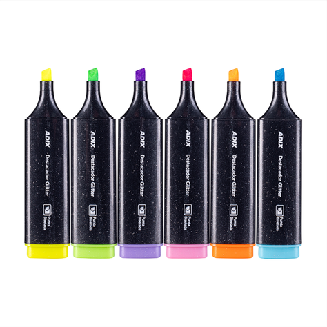 Destacador Glitter Pastel 6 Colores ADIX-1