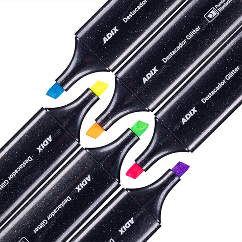 Destacador Glitter Pastel 6 Colores ADIX-2