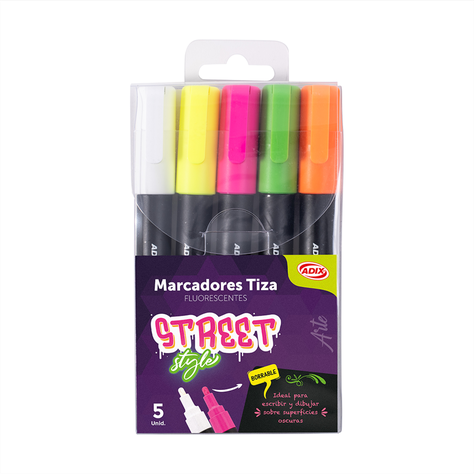Marcadores de Tiza Fluorescentes 5 un.-0