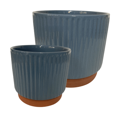 Set 2 Maceteros Enlozados Azul 14x12 y 20x18-0