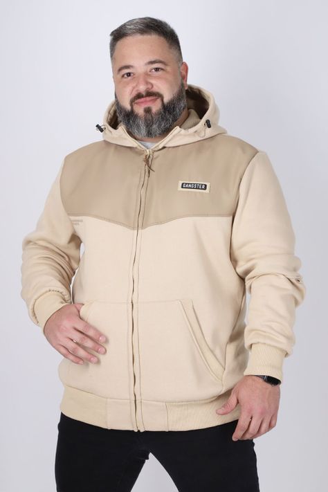 Plus Poleron Full Zipper Aura Beige Gangster-0