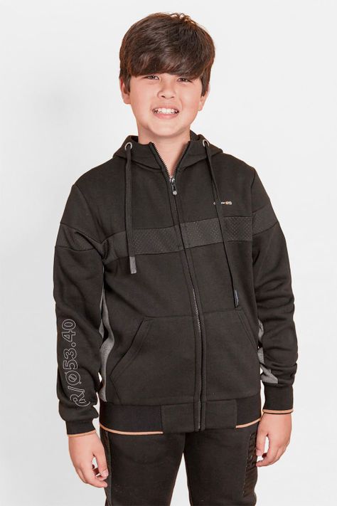 Teen Polerón Fullzipper Fleece Dino Negro Gangster-0