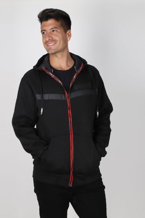 Poleron Full Zipper Cozy Negro Gangster-0