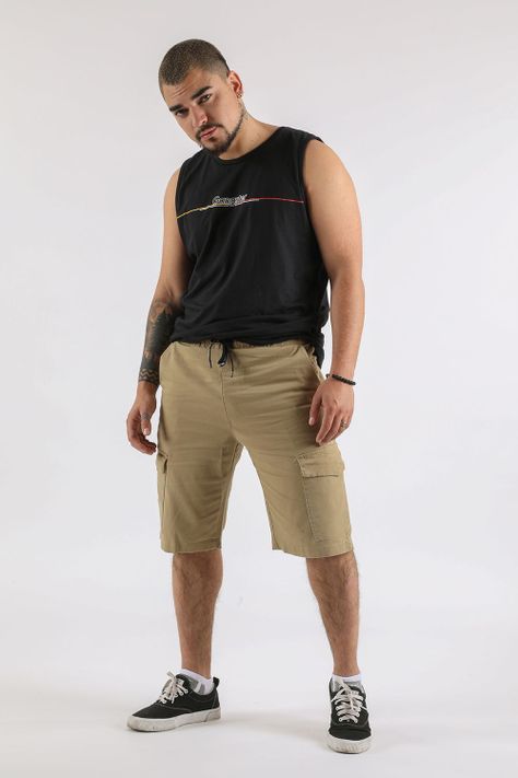 Short Canvas Cargo Carpenter Beige Gangster-3