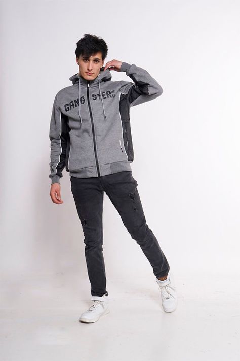 Polerón Full Zipper Sherpa Coexist Gris Gangster-3