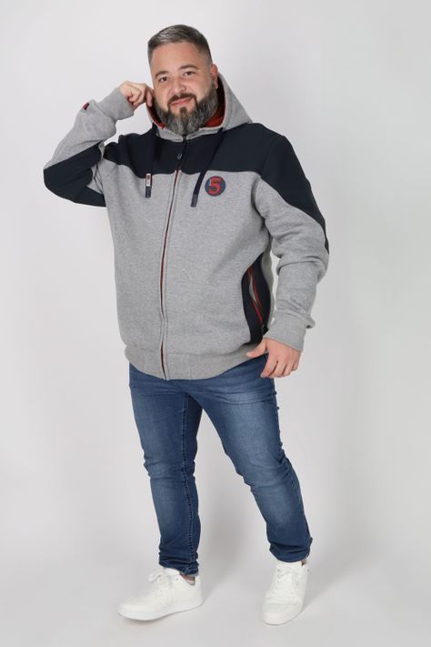 Plus Poleron Full Zipper Temper Gris Gangster-3