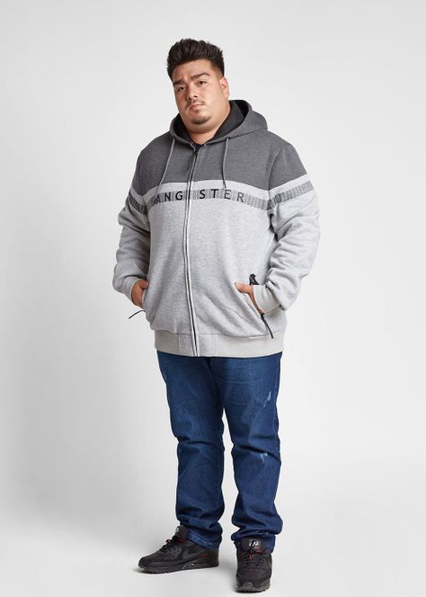 Plus Polerón Full Zipper Fleece Rubber Gris Gangster-3
