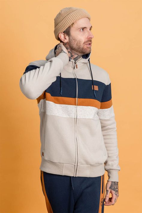 Polerón Full Zipper Fleece Community Beige Gangster-1