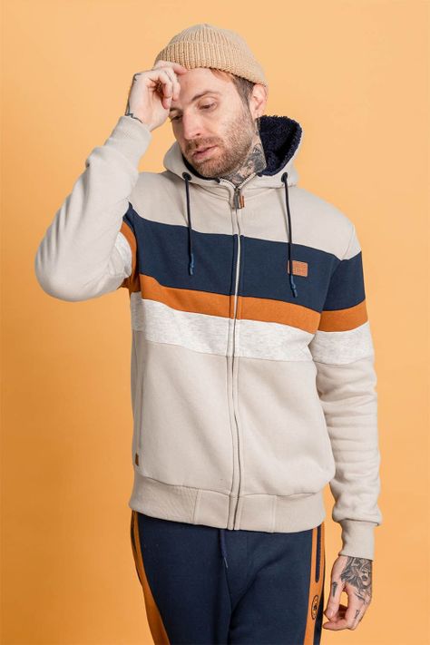 Polerón Full Zipper Fleece Community Beige Gangster-8