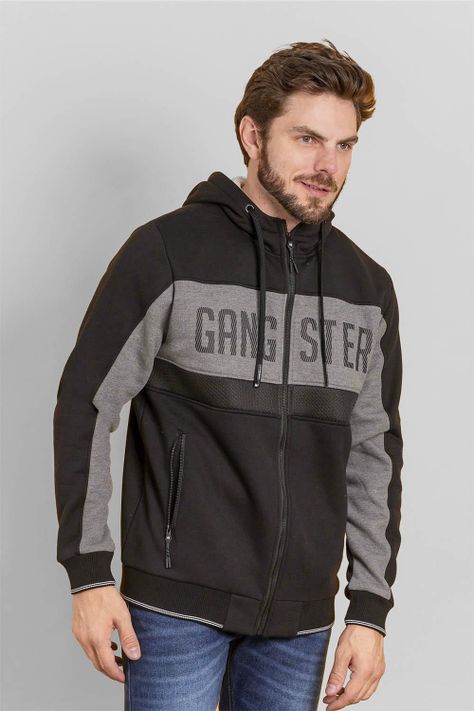Polerón Full Zipper Sherpa Layer Negro Gangster-0