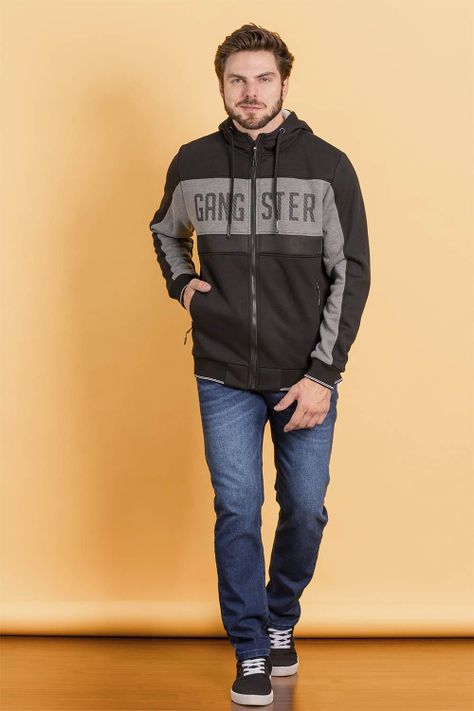 Polerón Full Zipper Sherpa Layer Negro Gangster-1