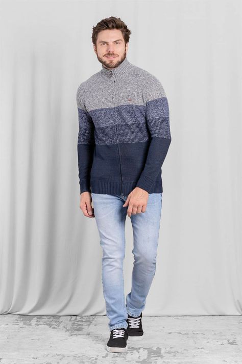 Chaleco Full Zipper Cuello Alto Start Azul Gangster-3