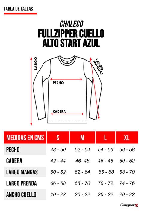 Chaleco Full Zipper Cuello Alto Start Azul Gangster-4