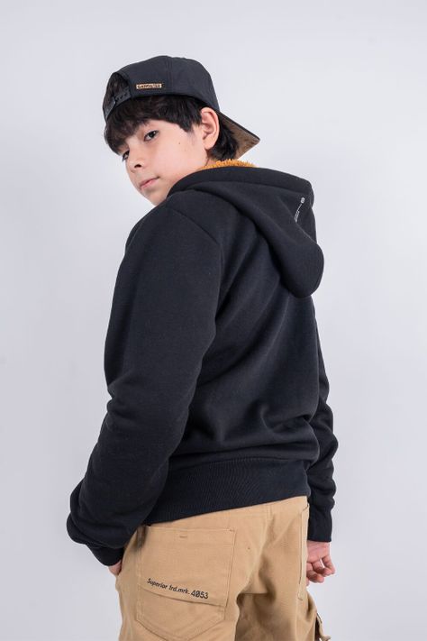 Teen Polerón Fullzipper Sherpa Shine Negro Gangster-0