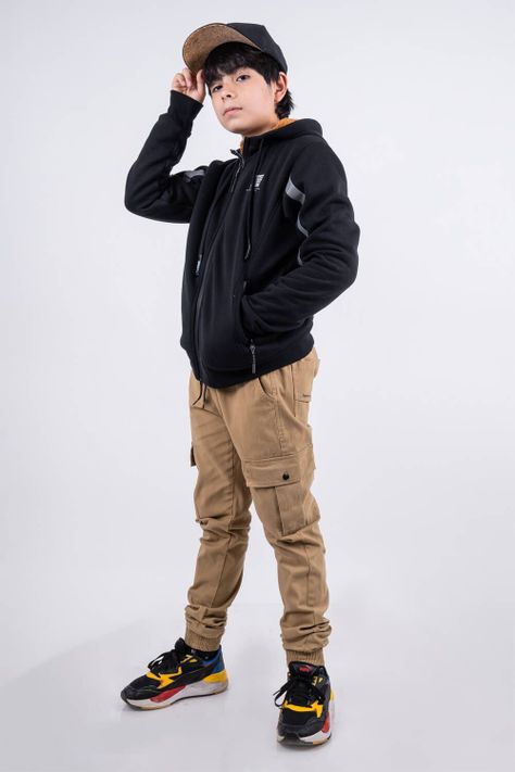 Teen Polerón Fullzipper Sherpa Shine Negro Gangster-3
