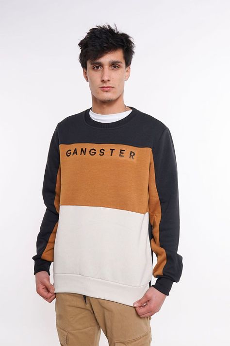 Polerón Crew Fleece Fundamental Negro Gangster-0