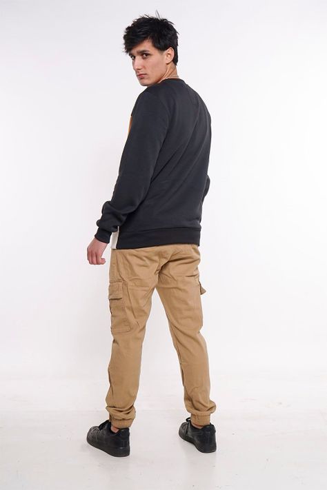 Polerón Crew Fleece Fundamental Negro Gangster-3