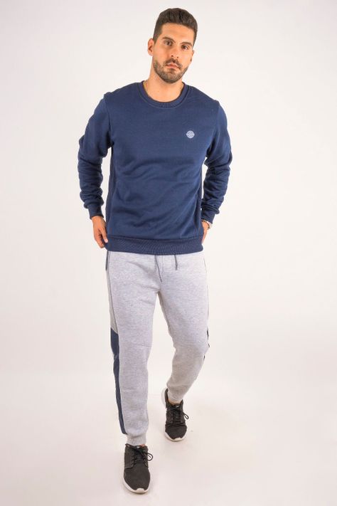 Poleron Crew Fleece Crucial Azul Gangster-3