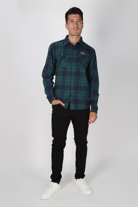 Camisa ML Franela Evergreen Verde Gangster-3