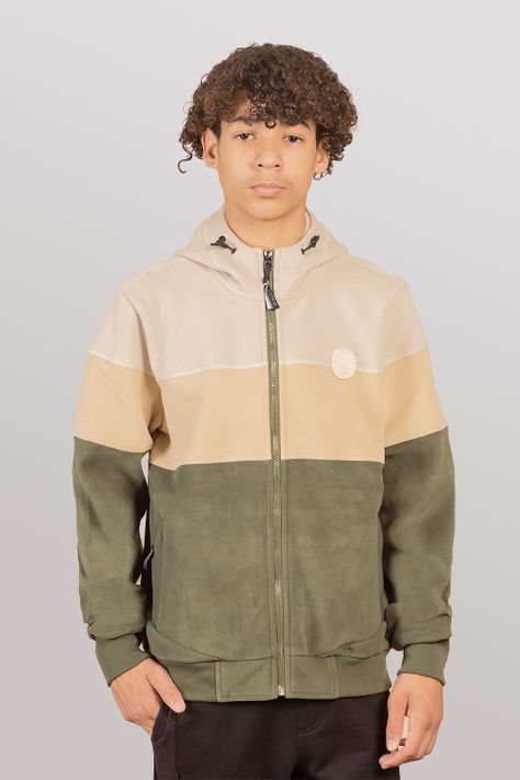 Teen Poleron Fullziper Peachy Verde Gangster-0