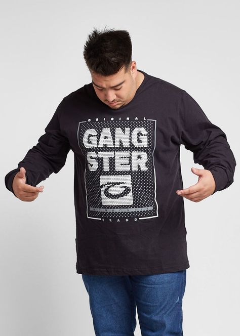 Plus Polera Manga Larga Hexa Negro Gangster-0