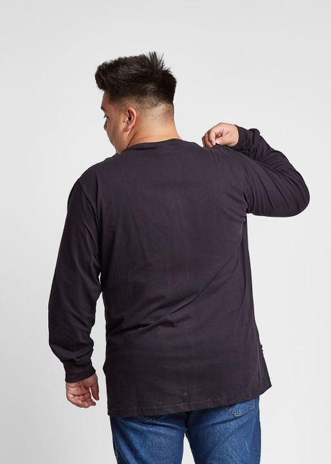 Plus Polera Manga Larga Hexa Negro Gangster-1