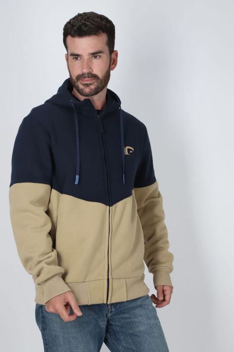 Poleron Full Zipper Clever Azul Gangster-0