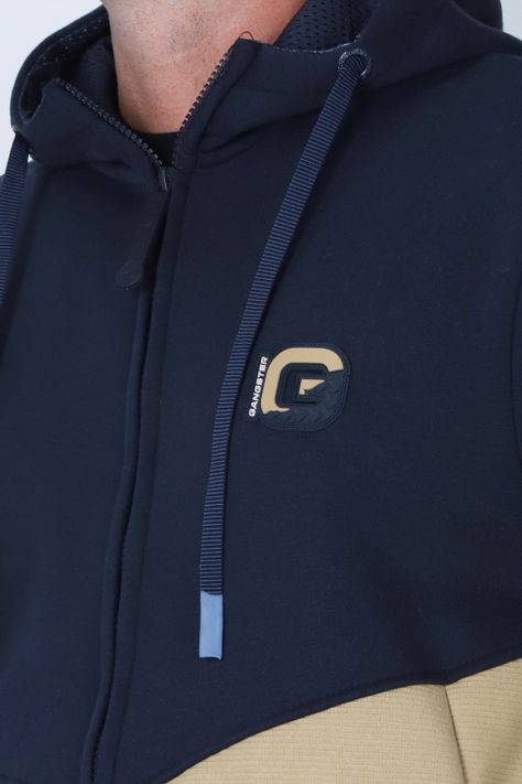 Poleron Full Zipper Clever Azul Gangster-2