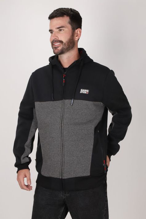 Polerón Full Zipper Fleece Nitty Negro Gangster-0